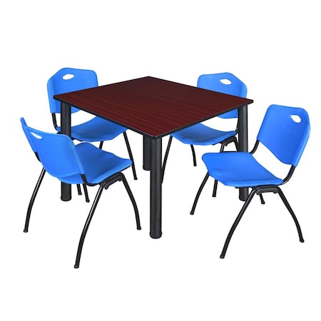 Kee Kee Square Table & Chair Set, Wood, Metal, Plastic Top, Mahogany TB4848MHBPBK47BE